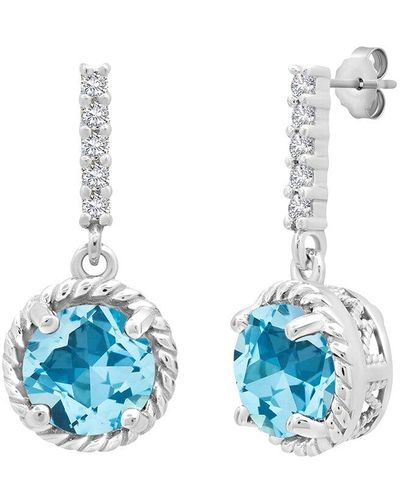 MAX + STONE Max + Stone Silver 2.50 Ct. Tw. Sky Blue Topaz Drop Earrings