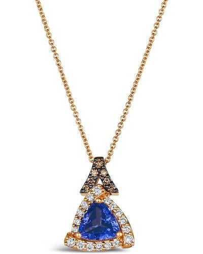 Le Vian 14k Rose Gold 1.32 Ct. Tw. Diamond & Tanzanite Pendant Necklace - Metallic