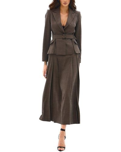 BGL 2pc Wool-blend Jacket & Skirt Set - Brown