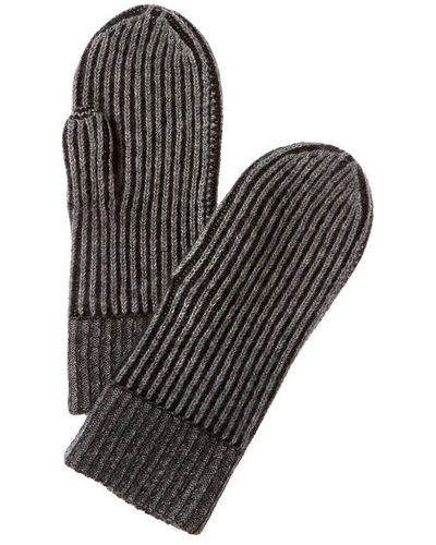 Forte Plaited Cashmere Mittens - Gray