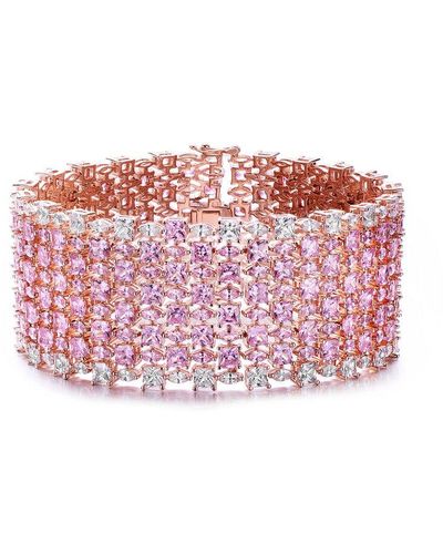 Genevive Jewelry 18K Rose Vermeil Cz Bracelet - Pink