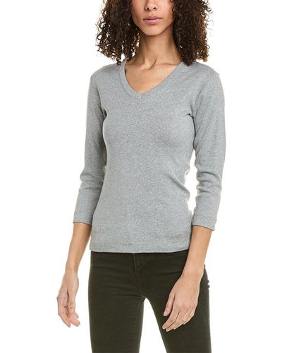 Three Dots V-neck T-shirt - Gray