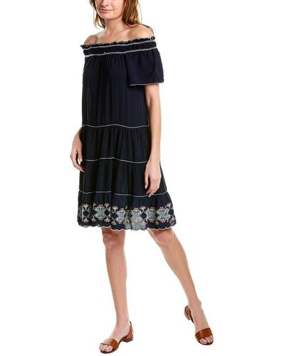 Max Studio Embroidered Midi Dress - Blue