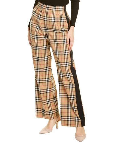 Burberry Stripe Vintage Check Stretch Trouser - Natural