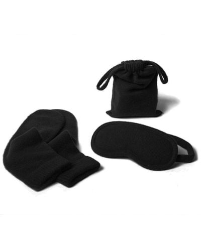 Portolano Cashmere Socks, Eyemask And Pouch - Black