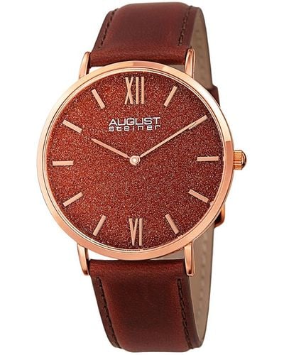 August Steiner Leather Watch - Red