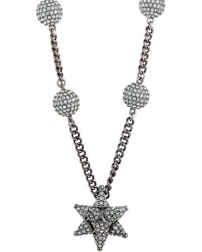 Swarovski Crystal Ruthenium Plated Necklace - Metallic