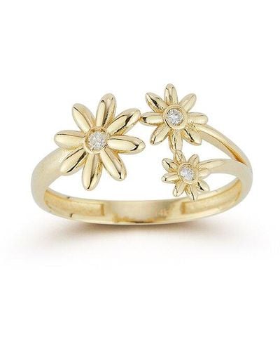 Ember Fine Jewelry 14k 0.04 Ct. Tw. Diamond Flower Ring - Metallic