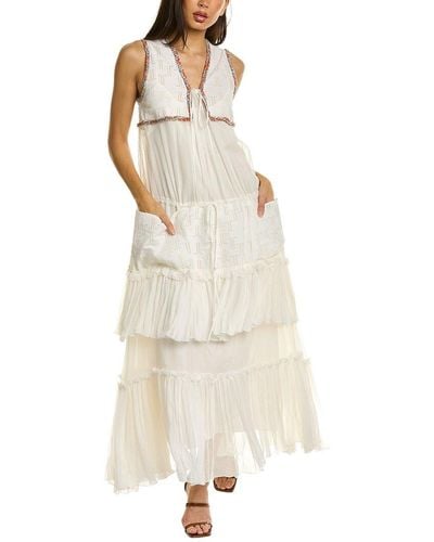 Lanvin Tiered Silk Midi Dress - White