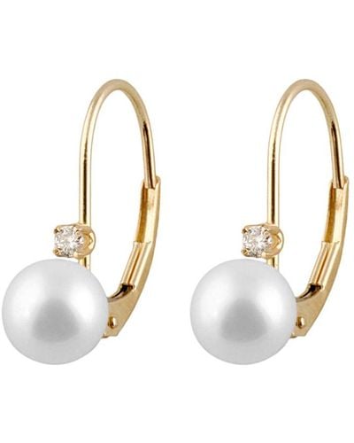 Masako Pearls 0.06 Ct. Tw. Diamond & Akoya Pearl Earrings - Metallic