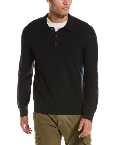 Vince Seed Stitch Wool & Cashmere-blend Polo Shirt - Black