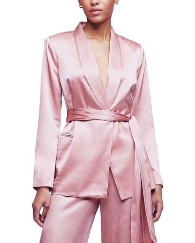 L'Agence Everly Silk Blazer - Pink