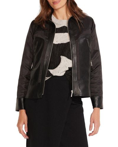 NIC+ZOE Nic+zoe Faux Leather Mix Jacket - Black