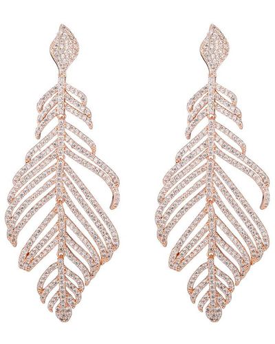 Eye Candy LA Feather Cz Crystal Drop Earring - Natural
