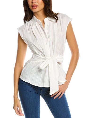 Max Studio Waist Tie Shirt - White