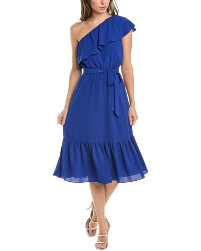 London Times One-Shoulder Midi Dress - Blue