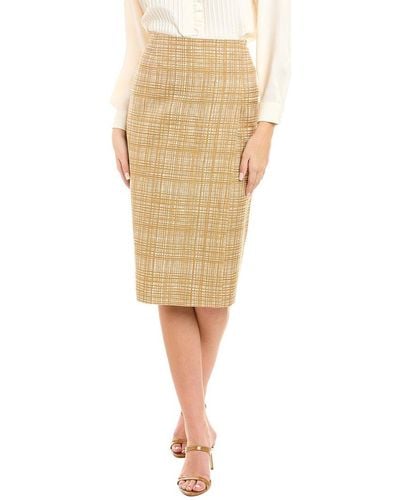 Tory Burch Linen & Silk Faux Wrap Skirt - Natural