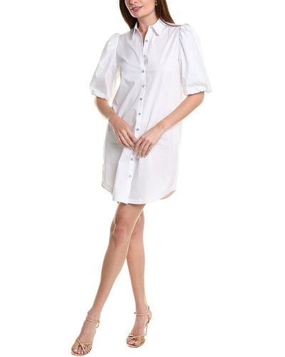 Nicole Miller Puff Sleeve Shirtdress - White