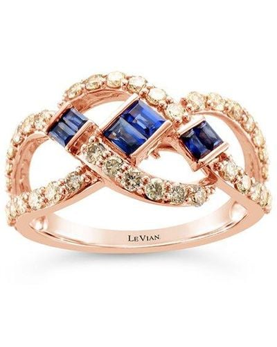 Le Vian Le Vian 14k Rose Gold 1.20 Ct. Tw. Diamond & Sapphire Half-eternity Ring - Multicolor