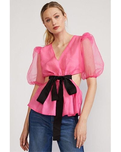 Cynthia Rowley Gracie Organza Top - Pink