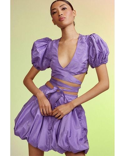 Cynthia Rowley Luna Taffeta Bubble Skirt - Purple