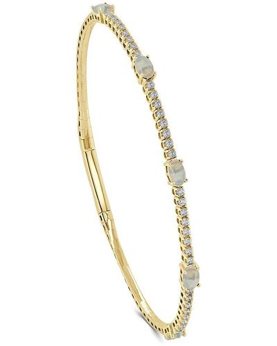 Sabrina Designs 14k 1.20 Ct. Tw. Diamond & Opal Station Bangle Bracelet - White