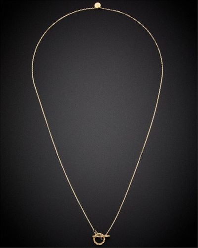 Italian Gold 14K Italian Twist Toggle Lariat Necklace - Black