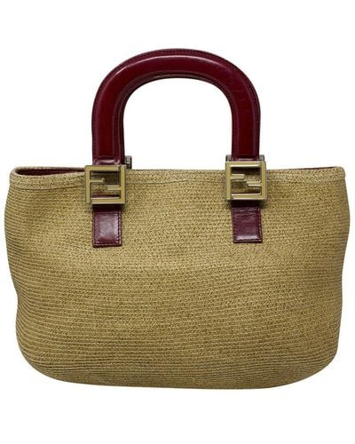 Fendi Woven Straw Ff Tote (Authentic Pre-Owned) - Brown
