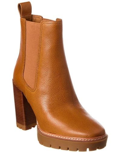 Tory Burch Carson Lug Leather Bootie - Brown