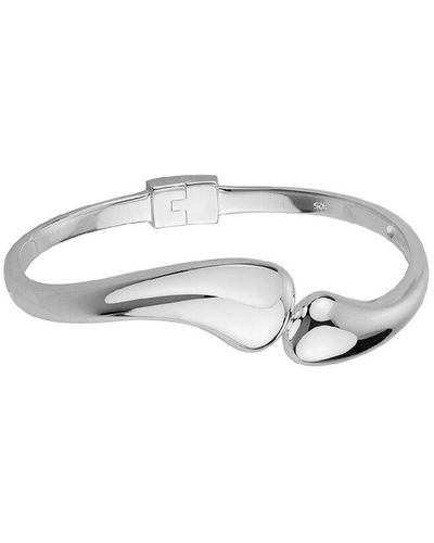 Non-Branded Silver Wavy Flair Cuff Bracelet - White
