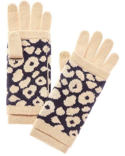 Hannah Rose Leopard Double-faced Jacquard 3-in-1 Cashmere Tech Gloves - Natural