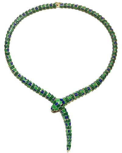 Rachel Glauber 14k Plated Cz Animal Necklace - Green