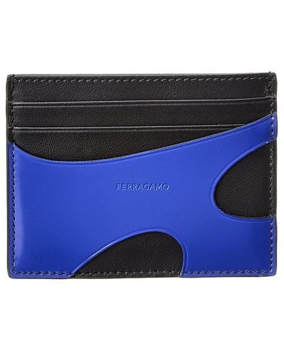 Ferragamo Cutout Leather Card Case - Blue