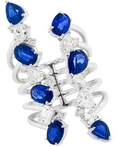 Diana M. Jewels Fine Jewelry 18k 1.68 Ct. Tw. Diamond Half-set Ring - Blue
