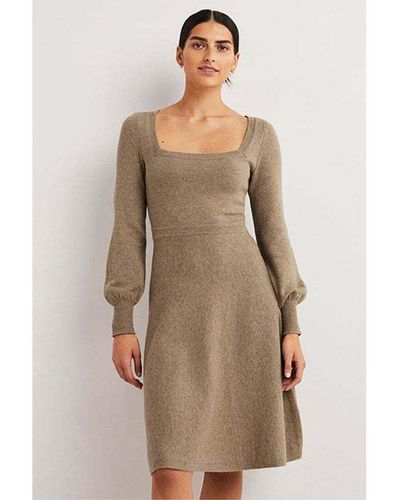 Boden Square Neck Knit Wool & Alpaca-blend Dress - Natural