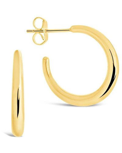 Sterling Forever 14k Over Silver Thin Tapered Hoops - Metallic