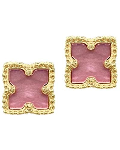 Adornia 14k Plated Flower Studs - Pink