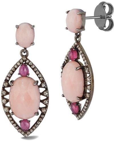 Banji Jewelry Silver 1.91 Ct. Tw. Diamond & Gemstone Drop Earrings - Pink