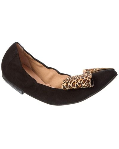 French Sole Evelyn Suede & Haircalf Flat - Brown