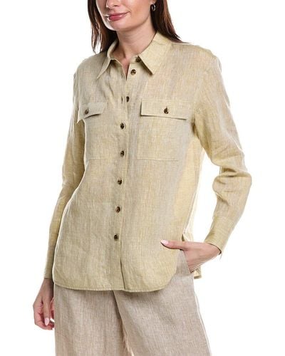 Lafayette 148 New York Ezra Linen Shirt Jacket - Natural