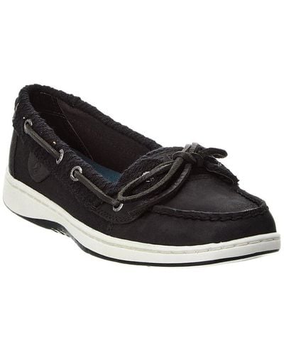 Sperry Top-Sider Angelfish Slub Leather Boat Shoe - Black