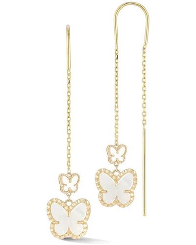 Ember Fine Jewelry 14k Pearl Butterfly Threader Earrings - White