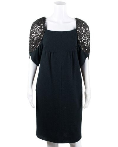 Chanel Sequined Silk-Lined Wool Dress, Size Fr 40, Nwt (Authentic Pre-Owned) - Black