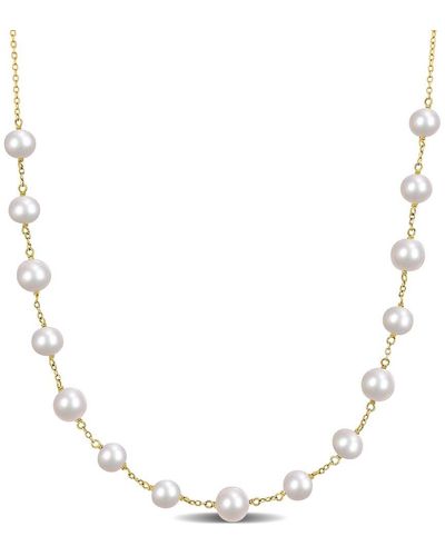 Rina Limor 18k Over Silver 6.5-7mm Pearl Tin Cup Necklace - Natural