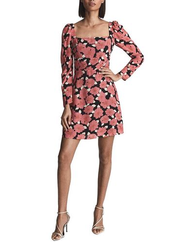 Reiss Andi Graphic Floral Dress - Red