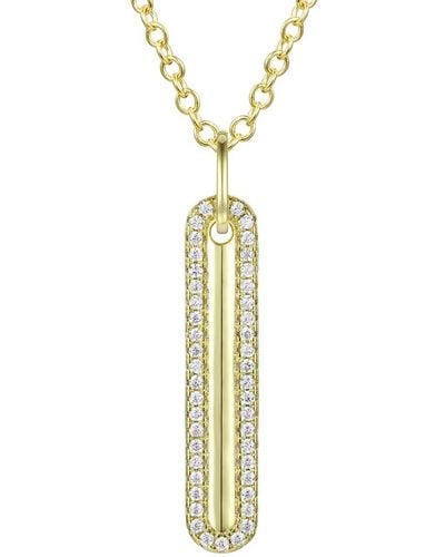 Genevive Jewelry 14k Over Silver Cz Long Pendant Necklace - Metallic