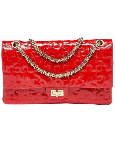 Chanel Patent Leather Puzzle Classic 226 Reissue 2.55 Double Flap Bag (Authentic Pre-Owned) - Red