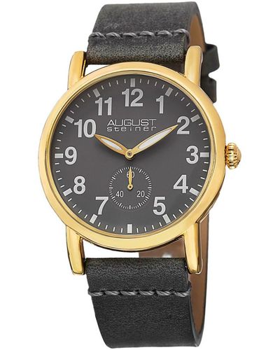 August Steiner Wogenuine Leather Watch - Multicolor