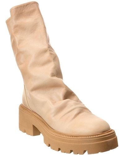 Free People Emma Ruched Leather Boot - Natural