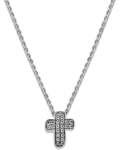 Samuel B. Silver 0.25 Ct. Tw. White Topaz Cross Necklace - Metallic